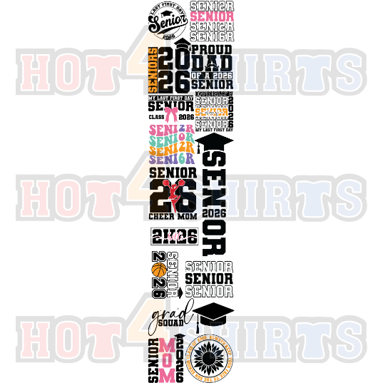 Graduation DTF Transfers Gang Sheet for Class of 2025 Shirts, Senior Tees & Grad Party Apparel - 22in x 96in