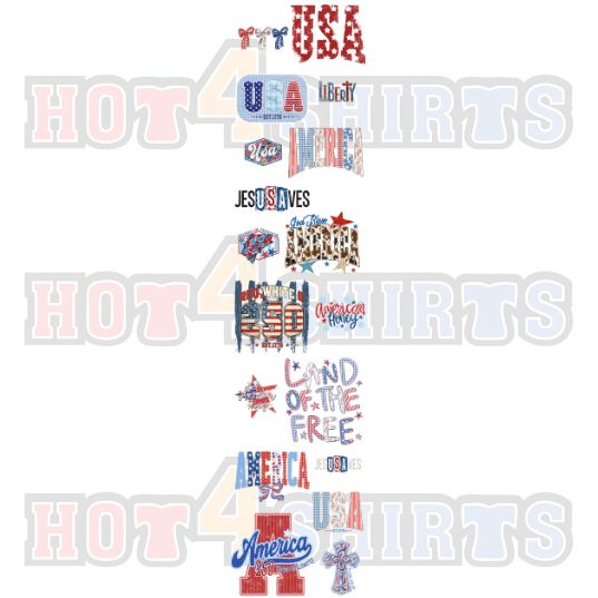 4th  Of July Gangsheet – Premium DTF Transfer Sheet 96 inches  by 22 inches