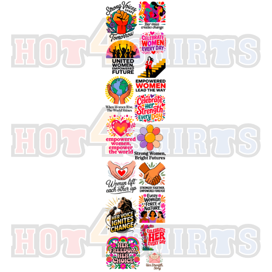 Women’s Empowerment DTF Transfers Gang Sheet for Boss Lady Shirts, Girl Boss Apparel & Women’s Retreat Merch - 22in x 96in