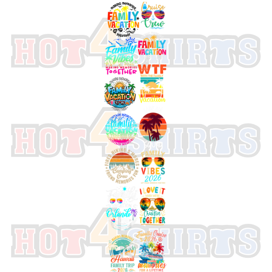 Travel DTF Transfers Gang Sheet for Wanderlust Shirts, Vacation Apparel & Travel Agent Merch - 22in x 96in